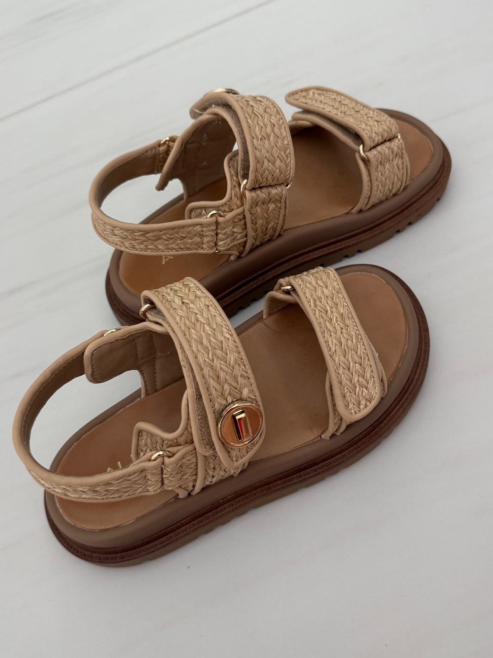 Aldo Beige Braided Strap Sandals Pillow Walk